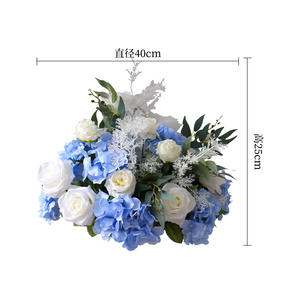 <span class=keywords><strong>Boule</strong></span> de fleurs artificielles en soie, roses blanches et bleues, pour décoration de maison et de mariage - Product Image 6