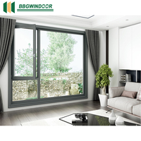 Ventana Abatible de Aluminio con Doble Vidrio Templado, Eficiente Energéticamente, de Acero Inoxidable, Estilo Moderno, para el Hogar