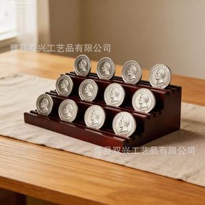 Wooden Coin Display Stand 3 Tier Desktop Collection <b>Rack</b> For Commemorative <b>Medals</b> Simple Style - Product Image 1