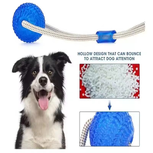 Jouet multifonctionnel pour animaux de compagnie : balle à mâcher en caoutchouc pour nettoyer les dents, sûre et élastique, en TPR souple, avec ventouse pour chiot - Product Image 6