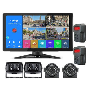 GreenYi 10.1in quad split DVR AI BSD Angle mort Détection de véhicules piétonniers Caméra moniteur 256G avec 2 bips d'alarme AI BSD KIT - Product Image 1