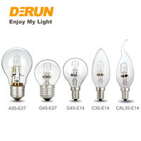 220-240V 18W 28W 42W 53W 70W 105W A55 Ampoule halogène transparente pour éclairage intérieur, HAL-A55