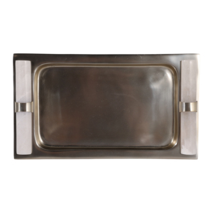 Vassoio decorativo in metallo con manici in pietra per decorare il tavolino da caffè, elegante complemento d'arredo per la casa, per gioielli o oggetti decorativi. - Product Image 5
