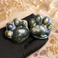 Vente en gros de labradorite naturelle et d'obsidienne argentée de 5 cm, sculptées en forme de patte de chat, pour collection et cadeau de guérison