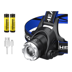 Linterna frontal LED con zoom V9, alcance de 200 a 500 metros, 135g a 157g, impermeable IPX4, chip T6, recargable con batería 18650, para exteriores. - Product Image 3