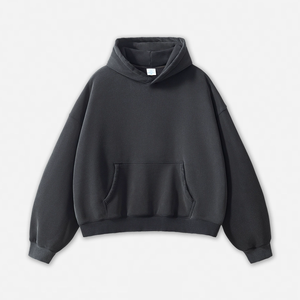 Hoge kwaliteit vintage hoodies 350G zwaargewicht acid wash streetwear hoodie distressed fleece zwarte cropped essentials hoodie - Product Image 6