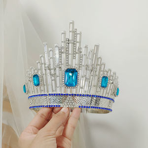 มงกุฎคริสตัลใสขนาดใหญ่สำหรับงานประกวดนางงามจักรวาล อุปกรณ์เสริมผม มงกุฎปรับได้สำหรับงานแต่งงานและคอสเพลย์ - Product Image 2