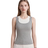 Gilet thermique sans manches de haute qualité pour femme, color block, en mélange de laine, idéal pour l'hiver, le bureau et le quotidien