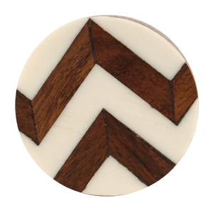 Pomo Redondo de Madera Vintage Hecho a Mano con Patrón Sólido de Uttar Pradesh para Decoración del Hogar - Product Image 1
