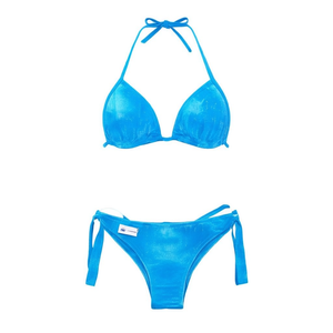 HDJ <b>Bikini</b> <b>Set</b> Blue Tie Side String Swimwear Women 2 Piece Regular Fit Printed Spandex Polyester Stretch Beachwear - Product Image 1