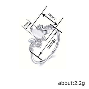 Anillos de Piedra Lunar H496 para Mujer, con Engaste Pavé, Diseño de Luna en Forma de Pera Natural, Joyería de Moda para Regalo - Product Image 4