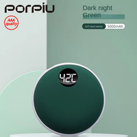 Calentador de Manos Ultrafino y Pequeño PORPIU, Banco de Energía Portátil de 5000 mAh con Pantalla LED, Carga Rápida, para Uso en Exteriores