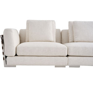 Muebles italianos de lujo para sala de estar, villa, juego de sofá segmentado blanco con sillón de tela hecho de madera - Product Image 6