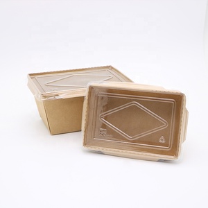 Eco craft natrual kraft paper folding take away food tray meal box