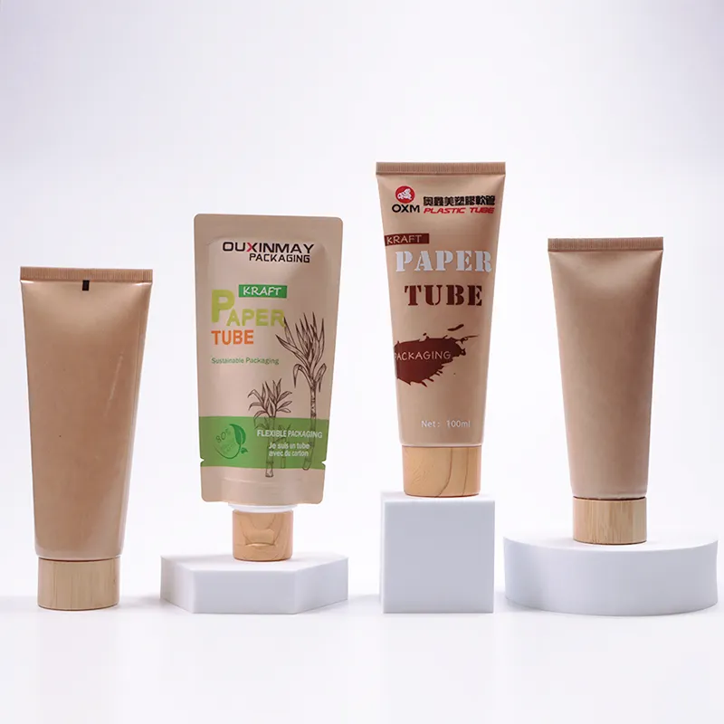 Custom Kraft Paper Plastic Tube wholesale eco -friendly material BIO PCR empty squeeze cosmetic tubes for skin care