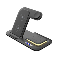 Chargeur sans fil pliable multifonctionnel avec logo personnalisé, 15W, station de charge portable 3 en 1 avec lumière pour téléphone, écouteurs, montre