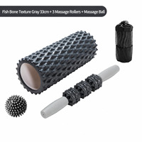 Ensemble de rouleaux en mousse en forme d'arête de poisson de 33 cm, bâton de massage musculaire, colonne de yoga, balle de fascia pour la relaxation corporelle