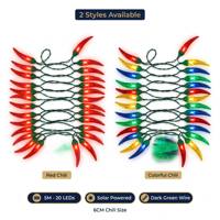 Guirlande lumineuse solaire rechargeable à LED 5M20LED, lumières rouges en forme de piment, en cuivre, IP44, pour Pâques, intérieur/extérieur, décoration de fête
