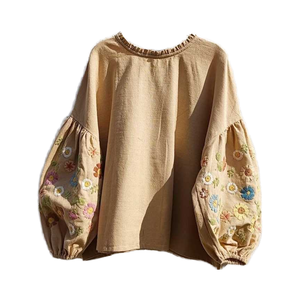 Chemisier respirant écologique à manches régulières et col rabattu à rayures 100% coton pour femmes - Product Image 3