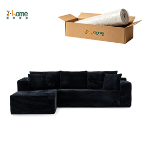 Modular Sectional <b>Sofa</b> Ribbed Velvet Upholstered Chaise Low Profile Boxy Straight Arm Hotel Lobby Showroom Living Room - Product Image 1
