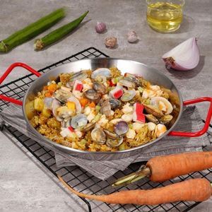 Stainless Steel Paella <b>Pan</b> Set High Quality Non-Stick Frying <b>Pan</b> Kitchen Use Seafood Pasta Cooking Induction Cooker - Product Image 2