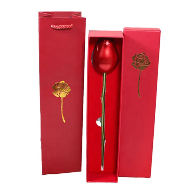 Dia dos Namorados Confissão Proposta Único Rose Metal Plástico Spray Pintura Jóias Embalagem Gift Box