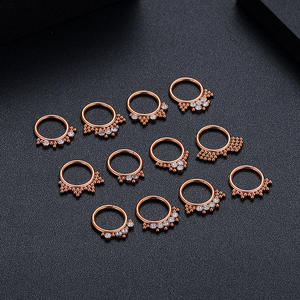 Anillo para la nariz de acero 316L, anillo para el tabique, Plata única, negro, oro rosa, circón, compromiso para niños, boda, venta al por mayor, hipoalergénico - Product Image 3