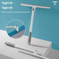 Outil de nettoyage de vitres en forme de T rotatif à 360 ° Raclette de salle de bain avec poignée en plastique pour nettoyant en caoutchouc de douche