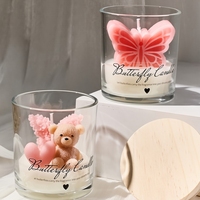 Velas Aromáticas de Cera de Soja con Diseño de Oso y Mariposa, Hechas a Mano, para Decoración del Hogar, Regalos Aromáticos
