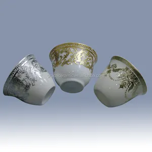 Großhandel Günstige Custom Printing Gold Silber Keramik 12 Stück Cawa Cups Set Für Arabisch