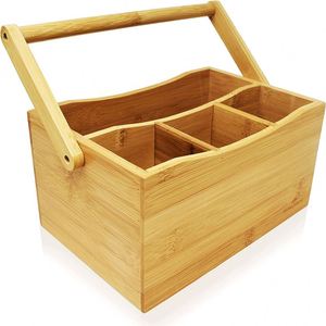 <b>Kitchen</b> Countertop Bamboo Utensil Holder With Handle - Product Image 1
