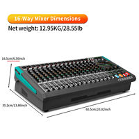 Console de mixage audio amplifiée AT16D 16 canaux 2x1000W, 256 effets DSP, console de mixage professionnelle pour DJ, scène, studio, système de sonorisation en direct