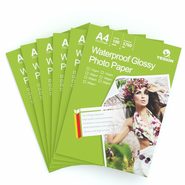 YESION 115g 115g 135g 160g 180g 200g A4 Size Inkjet High Glossy Photo Paper 180GSM for Inkjet Printers Printing Photos