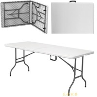 Table d'Extérieur Pliante en Plastique pour Fête, Repas, Location, Plateau en HDPE, Châssis en Acier Solide de 1,80 m