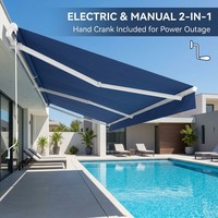 Auvent rétractable professionnel de luxe à bras articulés, directement de l'usine, avec télécommande, pour usage extérieur et protection contre la pluie