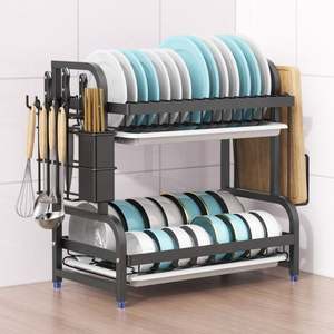 Metal Standing Multi-Layer Dish <b>Rack</b> <b>Kitchen</b> <b>Storage</b> <b>Rack</b> for Dinnerware Bowls Sink Organizer with Chopsticks Holder & Plates - Product Image 4