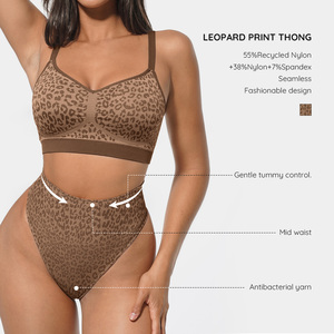 和信批发舒适豹纹无线胸罩日常两件套无缝塑身衣文胸套装女性 - Product Image 2