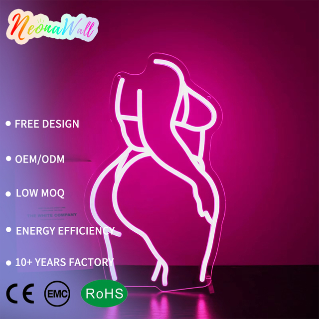 Neonawall Pink Female Silhouette LED Neon Sign, USB Dimmable Wall Light for Bedroom, Bar, Club & Party Commercial Decoration