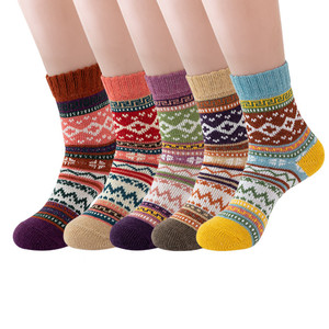 Wholesale Wool <strong>Socks</strong> Lady Women Autumn and Winter Padded Plus Velvet Warm Barrel National Style Totem <strong>Socks</strong> Winter <strong>Socks</strong> - Product Image 1