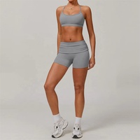 Ensemble de sport 4 pièces taille haute à séchage rapide pour femme, meilleure qualité, grandes tailles, avec logo frontal, idéal pour la course et le yoga, tenue de gym ajustée