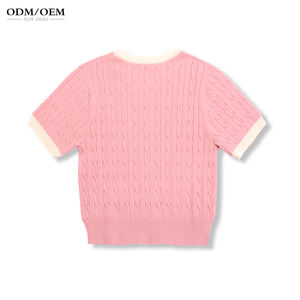 Nueva Llegada, Camisetas de Verano con Cuello Redondo a la Moda, Suéter de Punto Delgado de Manga Corta para Mujer - Product Image 2