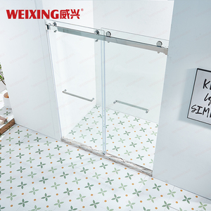 Weixing buena calidad 304 acero inoxidable sin marco Hotel <span class=keywords><strong>baño</strong></span> doble deslizamiento Pantalla de ducha de vidrio templado - Product Image 2