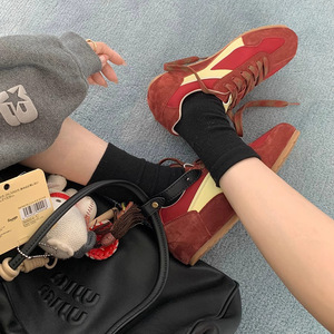 Women's <b>Square</b>-Toe Angolan Red Sneakers Color-Blocked Chunky-Soled Casual Forrest Gump Style - Product Image 2