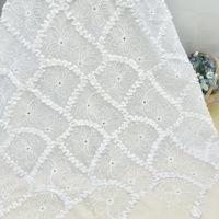 Nouveau style, tissu brodé en coton 100% avec ruban en cordon blanc 3D pour robe d'enfant, rideau et décoration murale