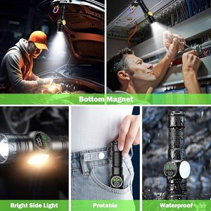 Indicador de batería de 1200 lúmenes 30W LED 1200m de largo alcance Luz fuerte LEDRecargable Antorcha magnética Linterna con zoom para exteriores - Product Image 6