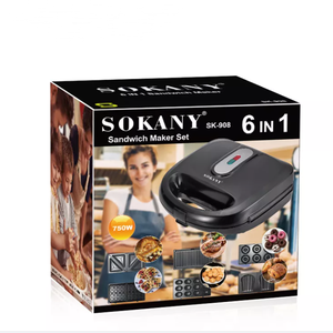 Parrilla eléctrica antiadherente desmontable 6 en 1, parrilla de 2 rebanadas, Mini máquina para hacer gofres, sandwichera profesional, Panini - Product Image 6