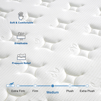 Großhandel Japan-Größe Pillow-Top Taschenfederkern Hybrid-Matratze Gel-Memoryschaum Mittelfest Atmungsaktiver Stoff Rollgepackte Matratze