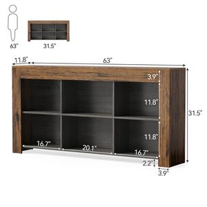 Table console en bois rustique SENYU avec étagères de rangement pour salon, entrée, meubles de maison, style design moderne - Product Image 4