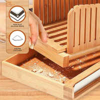 Guide de trancheuse à pain en bambou de cuisine maison planche à découper à pain en bois pliable compacte avec guide et couteau