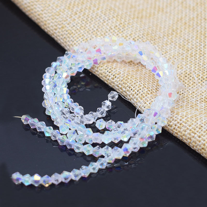 4mm 90pcs Half AB Color Bicone Crystal Glass Beads Loose Spacer Beads Austria Faceted Crystal Beads for Jewelry Making DIY